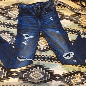 American Eagle Outfitters women’s Ripped Dark Blue Skinny Jeans